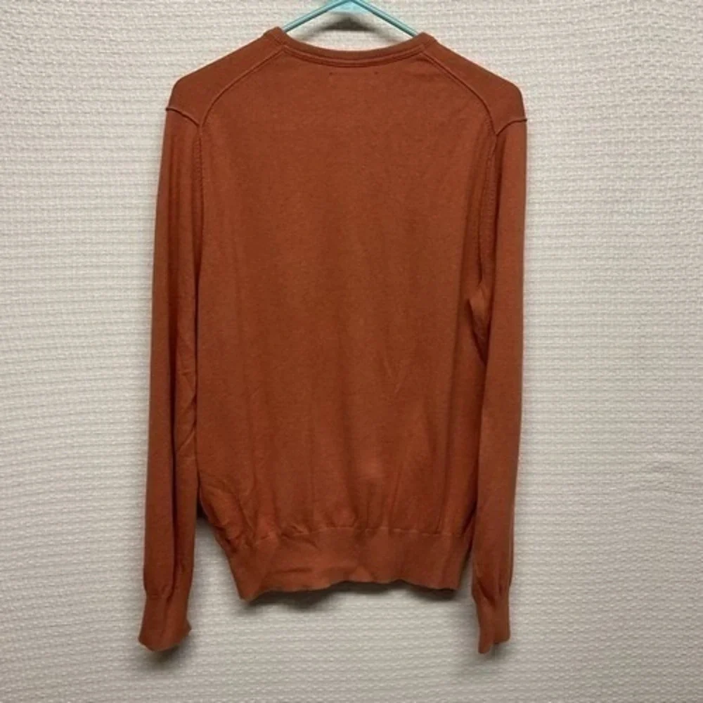NWOT Banana Republic Orange V-Neck Sweater Pullover Men M China Cotton/Cashmere